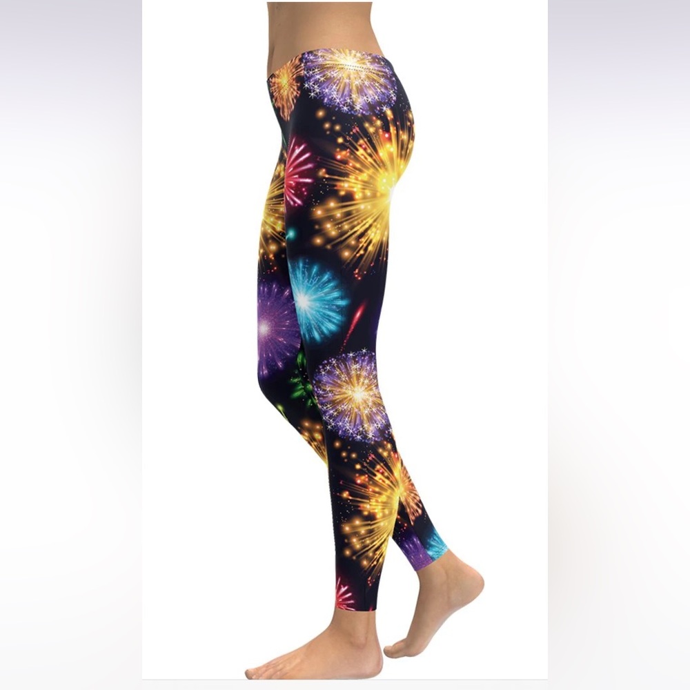 Fireworks Print Black Women's Leggings